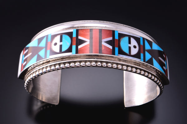 Silver & Turquoise Multistone Zuni Inlay Bracelet by Rick Vacit