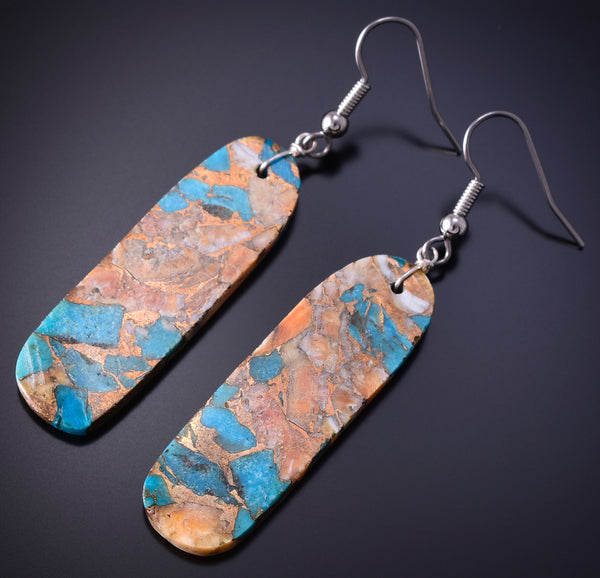 Santo Domingo Turquoise Earrings, Long Blue Kingman offers Turquoise Slabs, Turquoise Slab Earrings