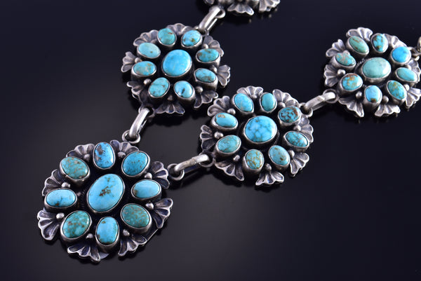 Silver & Turquoise Navajo Handmade Necklace & Earring Set by Bobby