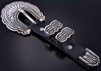 Silver Navajo Handstamped Concho Design Ranger Set Buckle by Maloney 1K18R