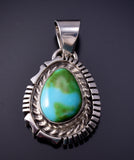 Sonoran Gold Turquoise Silver Pendant by Norvin Johnson - 4L25R