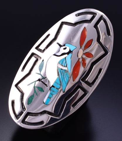 Size 7-1/2 - Sterling silver Blue Jay Ring by Quinton Quam Sr. - 4L09X