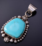 Kingman Turquoise Silver Pendant by Eli Skeets - 4L25Q