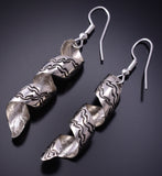 Silver Navajo Handstamped Swirl Earrings by Florence Tahe 5A30G