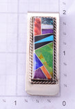 Silver & Turquoise Multistone Navajo Inlay Money Clip by Arnold Yazzie 4E27U