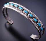 Silver & Turquoise Zuni Petit Point Bracelet Eldrick & Charlotte Seoutewa 4J30S