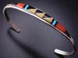 Silver & Turquoise Multistone Zuni Inlay Bracelet by Cena Weebothee 4M16S