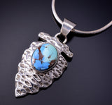 Golden Hills Turquoise Silver Arrowhead Pendant by Darrell Wylie - 4L25X