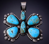 Kingman Turquoise Butterfly Pendant by Eli Skeets - 4L25J