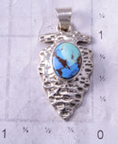 Golden Hills Turquoise Silver Arrowhead Pendant by Darrell Wylie - 4L25X