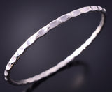 Silver Navajo Handmade Solstice Bangle Bracelet by Nora Tahe 4F25H