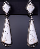 Silver & White Buffalo Turquoise Navajo Statement Earrings by Elouise Kee 4M16B