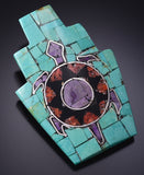 Turquoise Multistone Santo Domingo Inlay Turtle Brooch by Ray Rosetta 5B06B