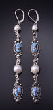 Silver & Golden Hills Turquoise Fresh Pearl Navajo Earrings by Erick Begay 5B25V