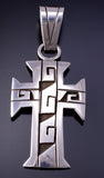 Silver Navajo Handmade Cross Pendant by Adrian Sanchez 4L12N