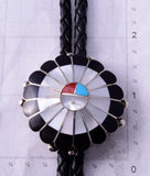 Traditional Sunface Design Zuni Bolo Tie by Denise Suitza - 4L26O