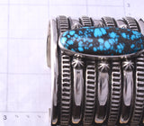 Silver & Hubei Turquoise Navajo Handstamped Wide Bracelet by Erick Begay 4H33P