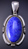 Silver & Lapis Navajo Handmade Round Pendant 4K10B