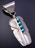 Silver & Turquoise Eagle Feather Navajo Pendant by Chester Charley 4L20N