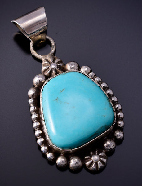 Kingman Turquoise Silver Pendant by Eli Skeets - 4L25Q