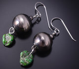 Silver & Turquoise Nugget & Navajo Pearl Earrings 5A30V