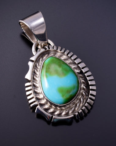 Sonoran Gold Turquoise Silver Pendant by Norvin Johnson - 4L25R