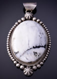 White Buffalo Turquoise Silver Pendant by Scott Skeets - 4L25K