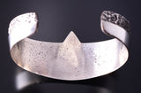 Silver Tufacast Navajo Handmade Mountains Bracelet by Kevin Yazzie 4F23V