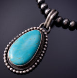 Kingman Turquoise Silver Pendant by Eli Skeets - 4L25W