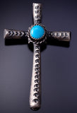 Silver & Kingman Turquoise Cross Navajo Pendant by Richard Yazza 4L20F