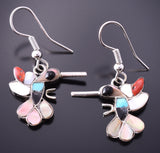 Silver & Turquoise Multistone Zuni Handmade Hummingbird Earrings by WW 4E28U