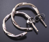 Silver Twisted Wire Navajo Small Hoop Earrings by Elaine Tahe 4J30G