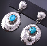 Silver & Turquoise Navajo Concho Dangle Earrings 4K07R