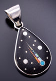 Silver & Jet Multistone Navajo Inlay Sky Pendant by TSF 3L08M