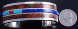 Silver Lapis and Burl Wood Inlay Bracelet by David Kuticka 7H02A