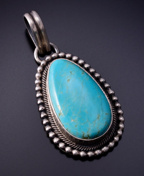 Kingman Turquoise Silver Pendant by Eli Skeets - 4L25W