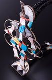 Silver Mulitistone Zuni Inlay Hoop Dancer Bolo Tie & Stand Jonathan Beyuka 4E28K