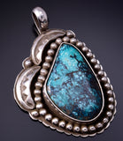 Natural Turquoise Pendant Signed JLJ 4L20O