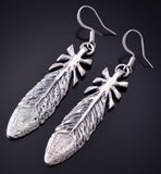 Silver Navajo Tufacast Sacred Eagle Feather Earrings by Gary Custer 4F25W