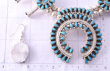 Silver & Kingman Turquoise Navajo Necklace & Earring Set by Milton James 4F04F