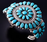 Silver & Turquoise Navajo Cluster Bracelet by Jesse Williams 4F23T