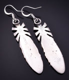 Silver Navajo Tufacast Sacred Eagle Feather Earrings by Gary Custer 4F25W