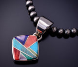 Mulitstone Inlay Navajo Pendant by Valerie Yazzie 4L26E