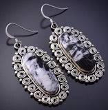 Silver & White Buffalo Turquoise Navajo Earrings by Loretta Delgarito 4H27F