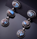 Silver & Golden Hills Turquoise Navajo Earrings by Eli Skeets 4M16C