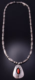 29" Preowned Silver & Coral Navajo Necklace 4F10X