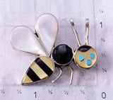 Silver and Mother of Pearl Bumble Bee Pendant/Pin by Angus Ahiyite 4L25Z