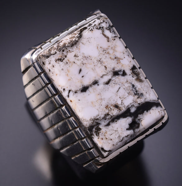 Size 9-3/4 Silver & White Buffalo Turquoise Navajo Ring by Trevor Jack 4M16E