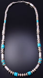 24" Silver & Turquoise Navajo Pearls Handmade Necklace 4K28M