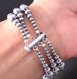 3-Strand Silver Navajo Pearls Wrap Bracelet by Vangie Touchine 4E28M